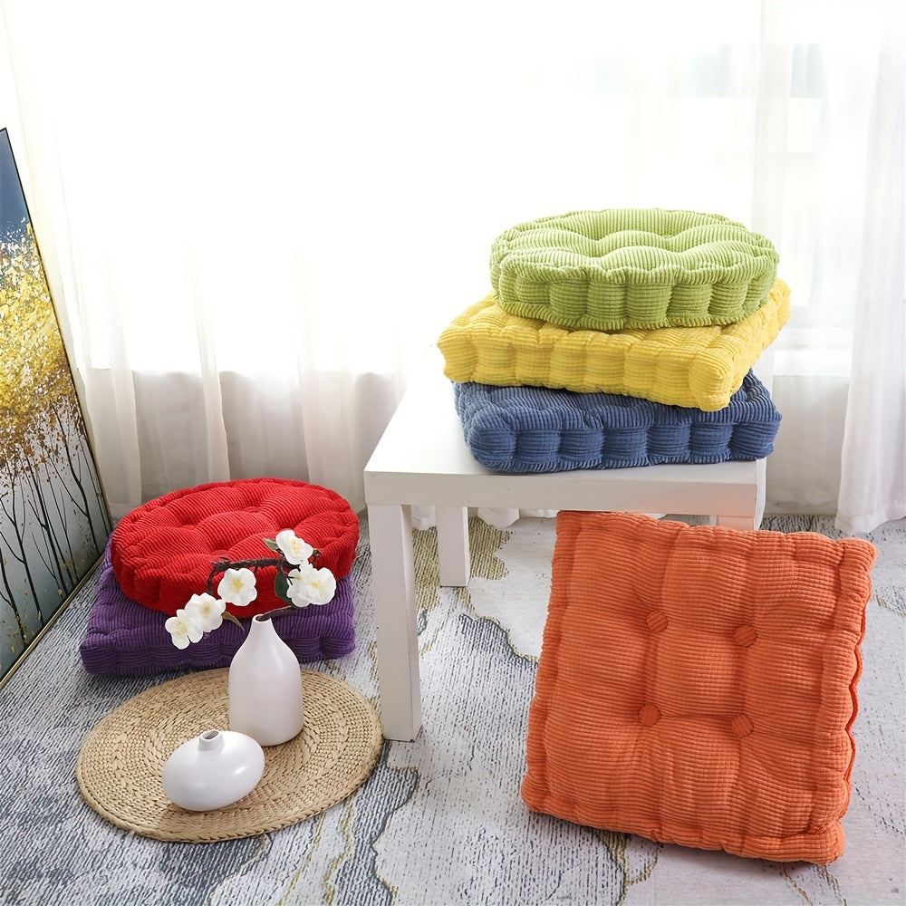 Coussin de chaise épais 38 cm capitonné, un rond un carré