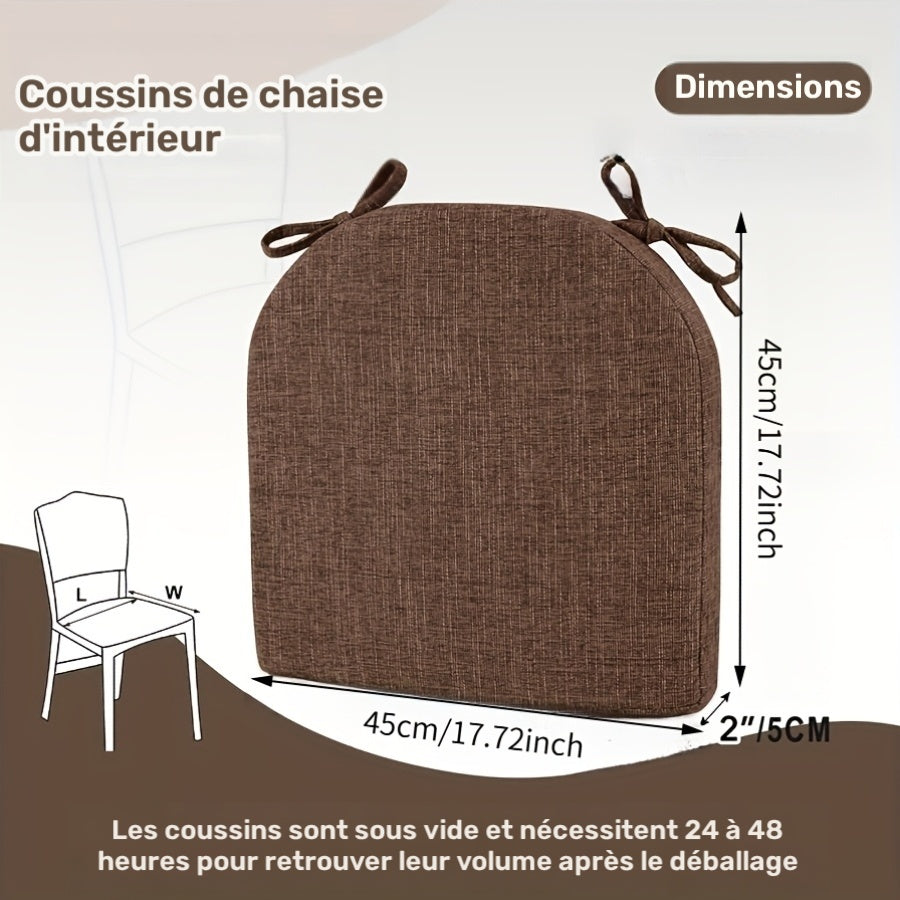 Coussin de chaise épais 45 x 45 x 5 cm antidérapant, lot de 4