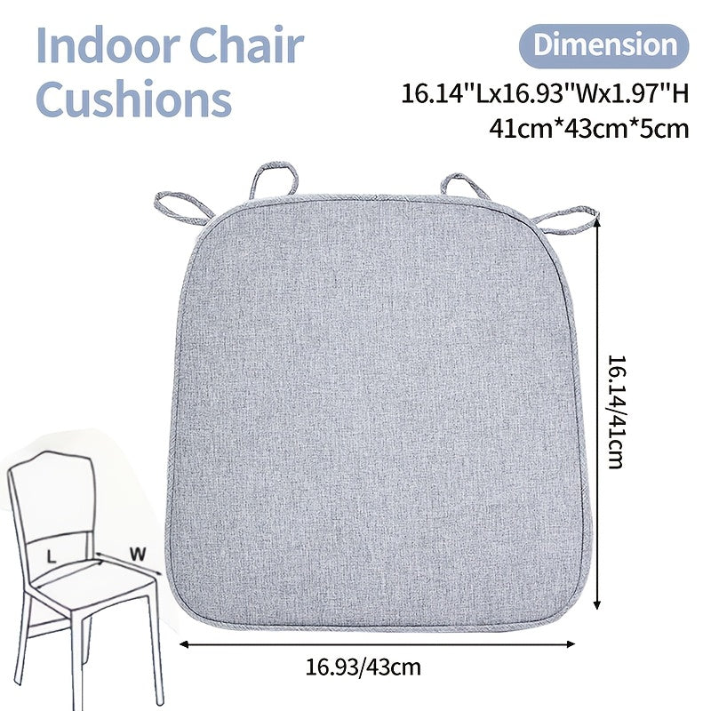 Coussin de chaise épais 5 cm en chenille de lin, lot de 2 ou 4