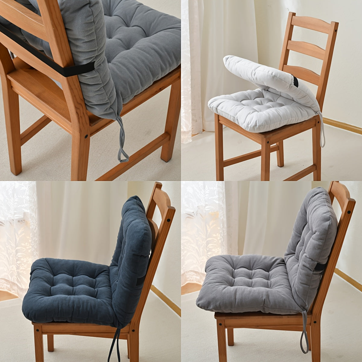 Coussin de chaise épais assise et dossier 45x80 cm, 3 teintes