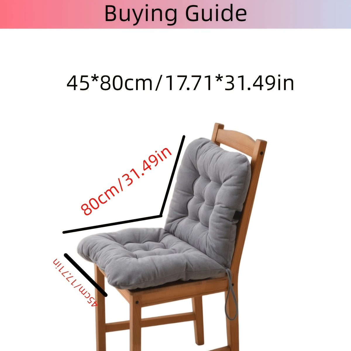 Coussin de chaise épais assise et dossier 45x80 cm, 3 teintes