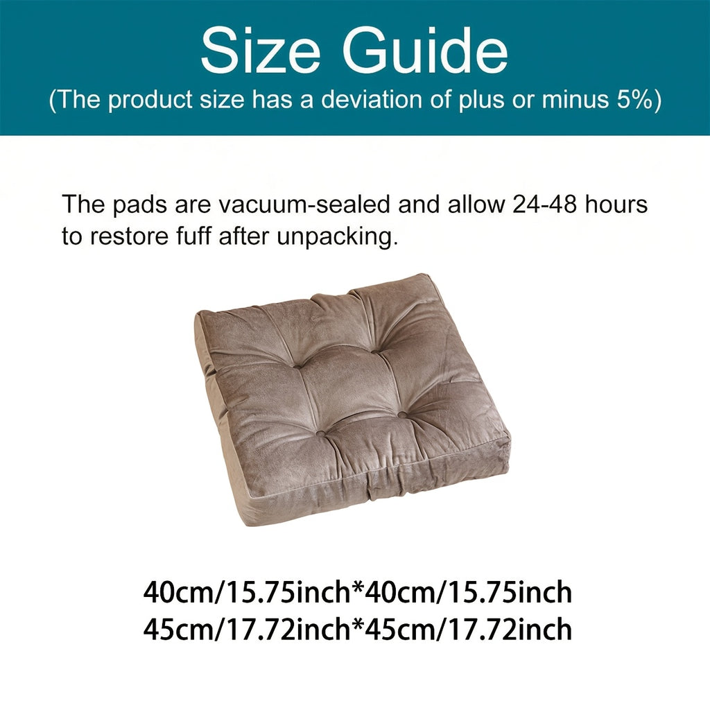 Coussin de chaise épais en velours 45 x 45 cm, sept teintes