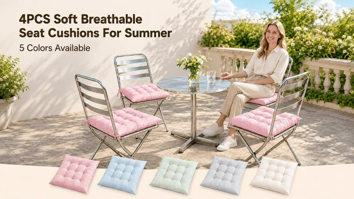 Coussin de chaise d'extérieur 39x39 cm, lot de 4 en pastel