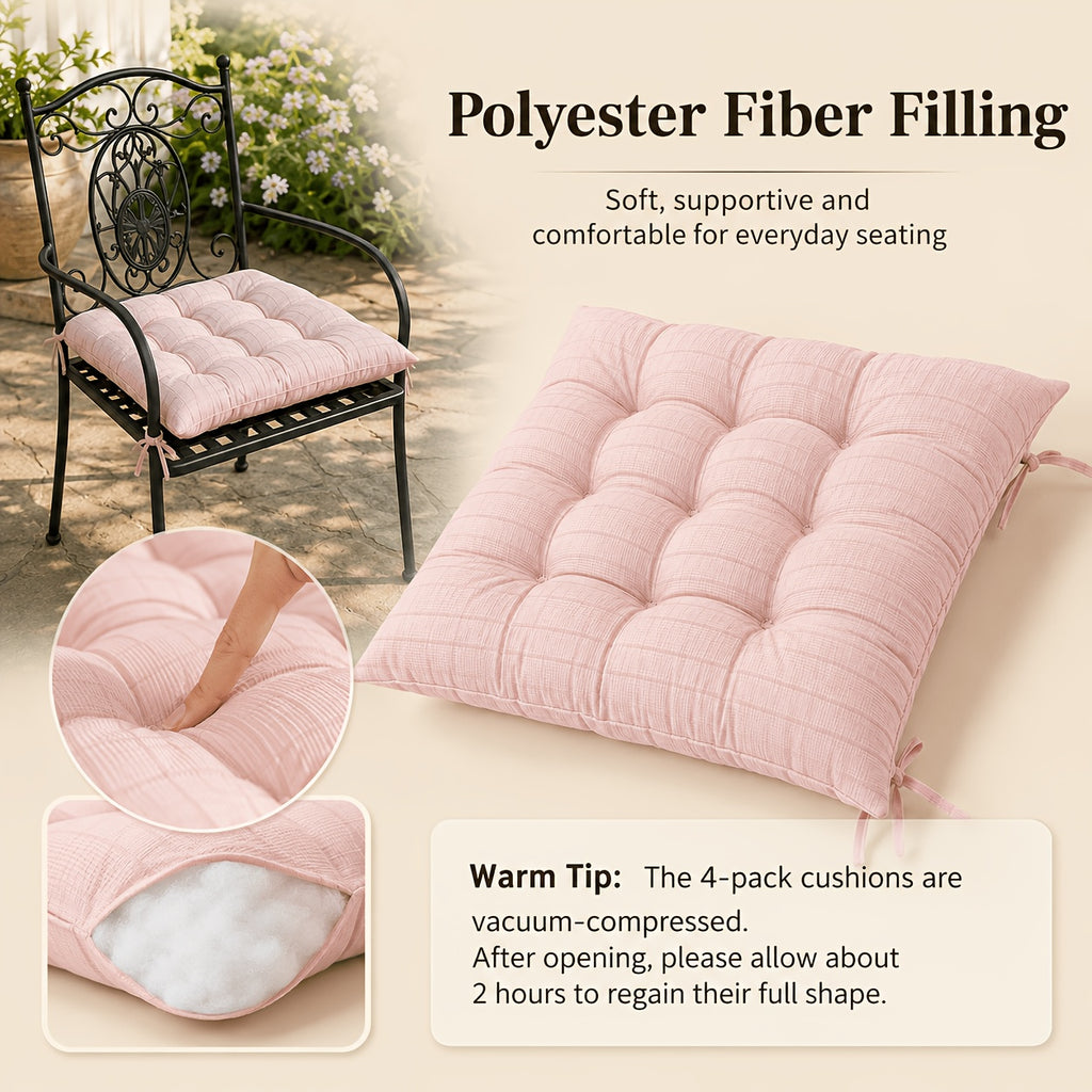 Coussin de chaise d'extérieur 39x39 cm, lot de 4 en pastel