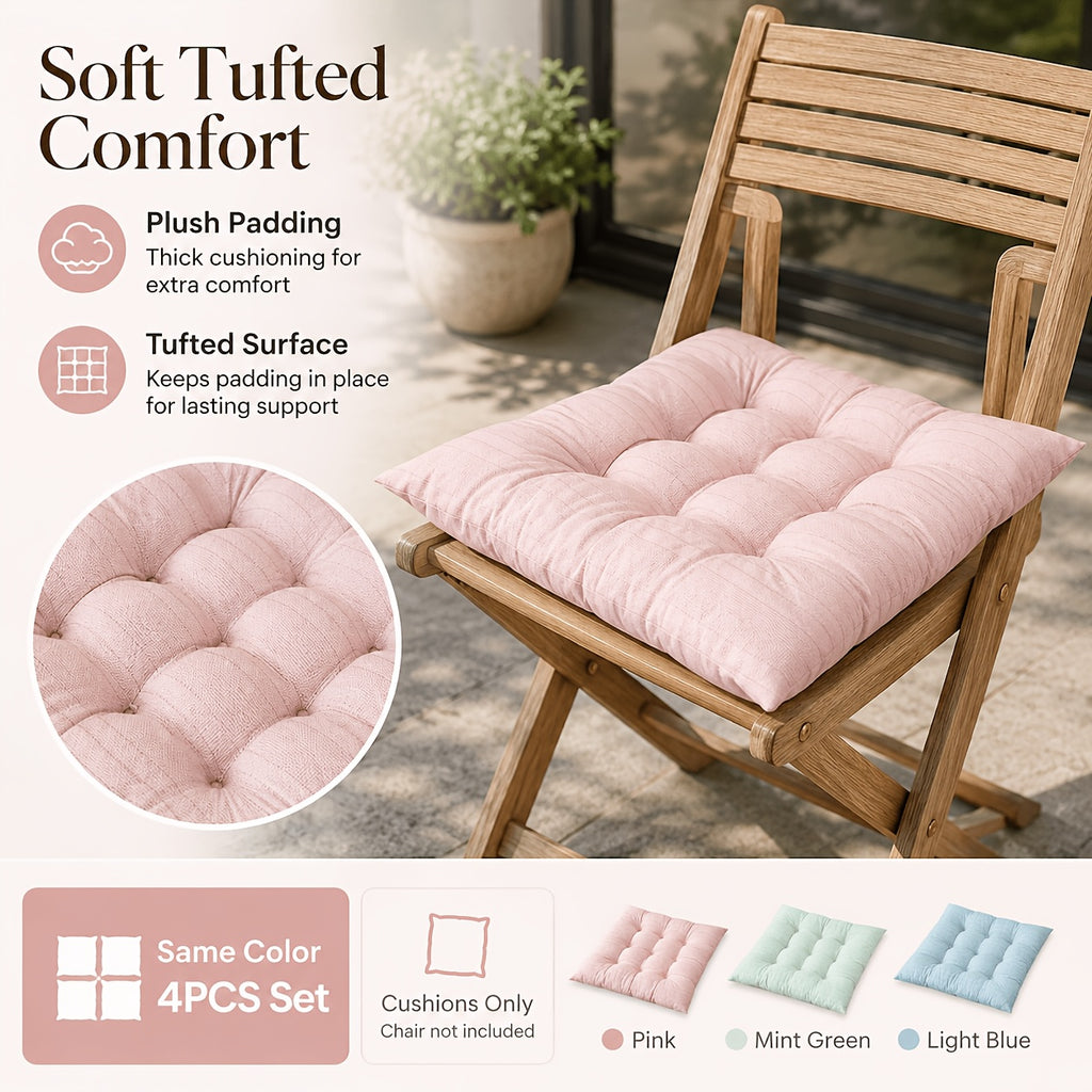 Coussin de chaise d'extérieur 39x39 cm, lot de 4 en pastel