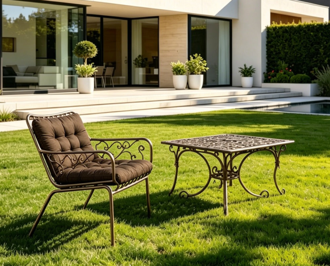 Coussin de chaise extérieur épais matelassé avec sangles