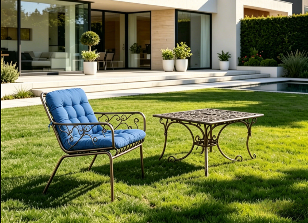 Coussin de chaise extérieur épais matelassé avec sangles