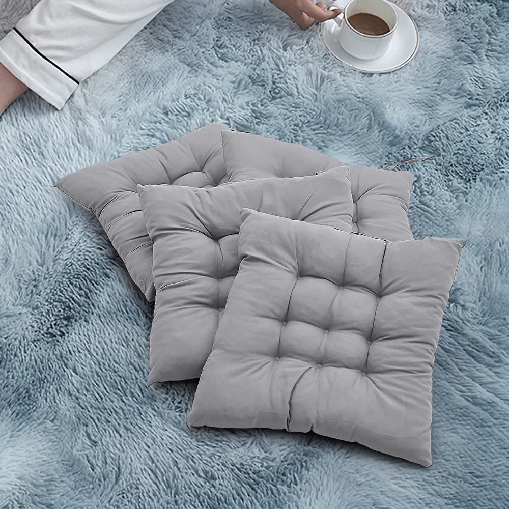 Coussin de chaise gris 40x40 cm, 5 cm, lot de 4 capitonnés