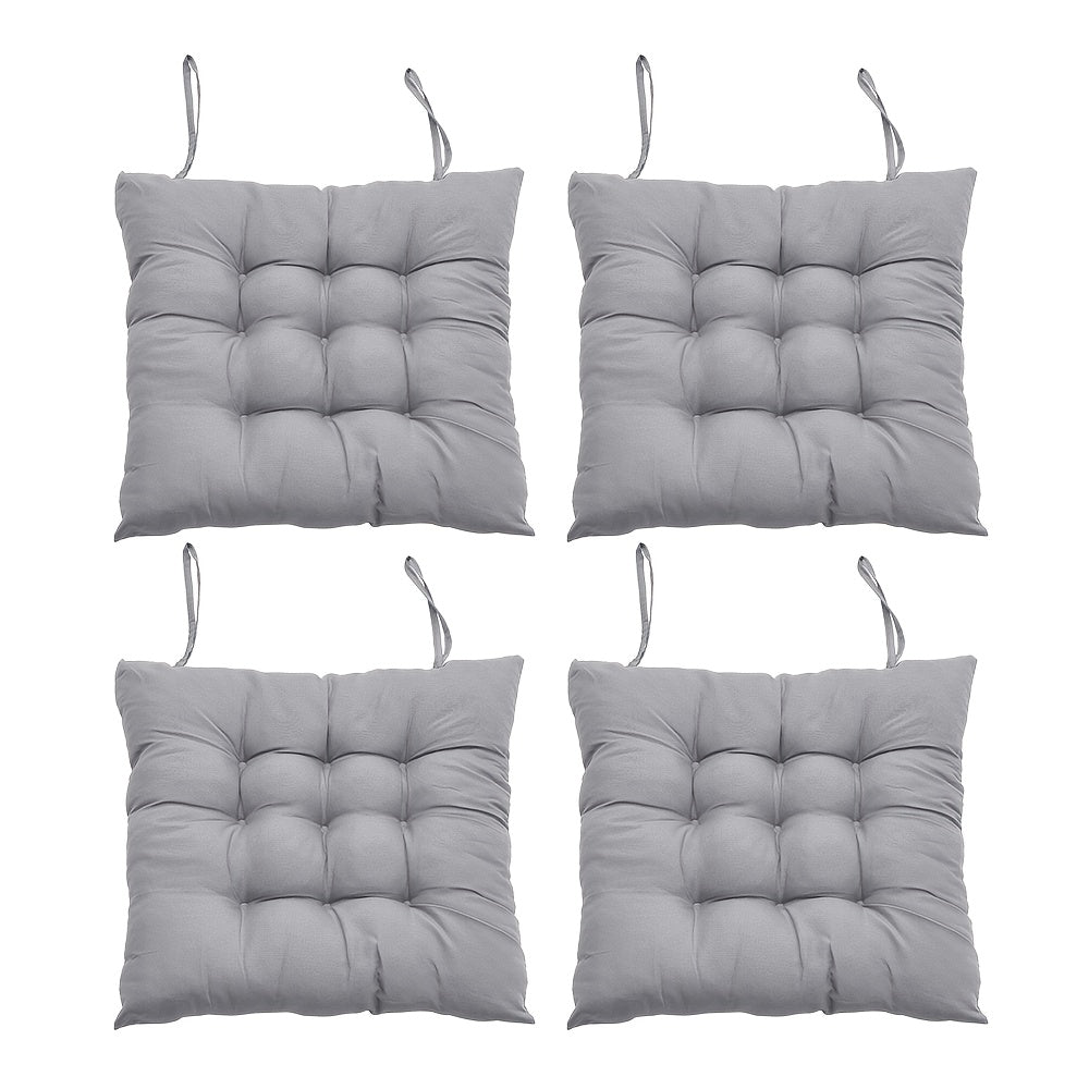 Coussin de chaise gris 40x40 cm, 5 cm, lot de 4 capitonnés