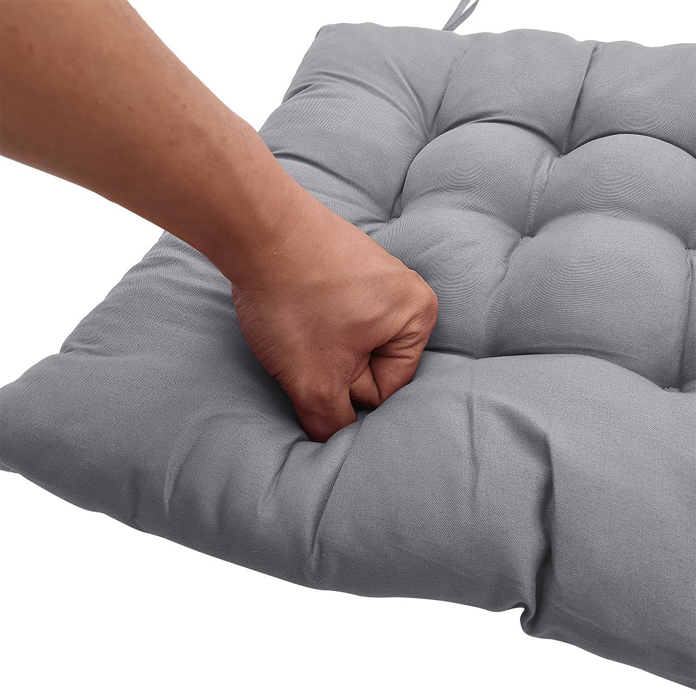 Coussin de chaise gris 40x40 cm, 5 cm, lot de 4 capitonnés