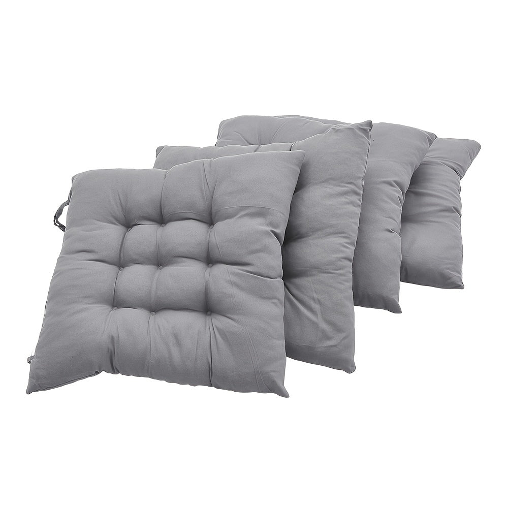 Coussin de chaise gris 40x40 cm, 5 cm, lot de 4 capitonnés
