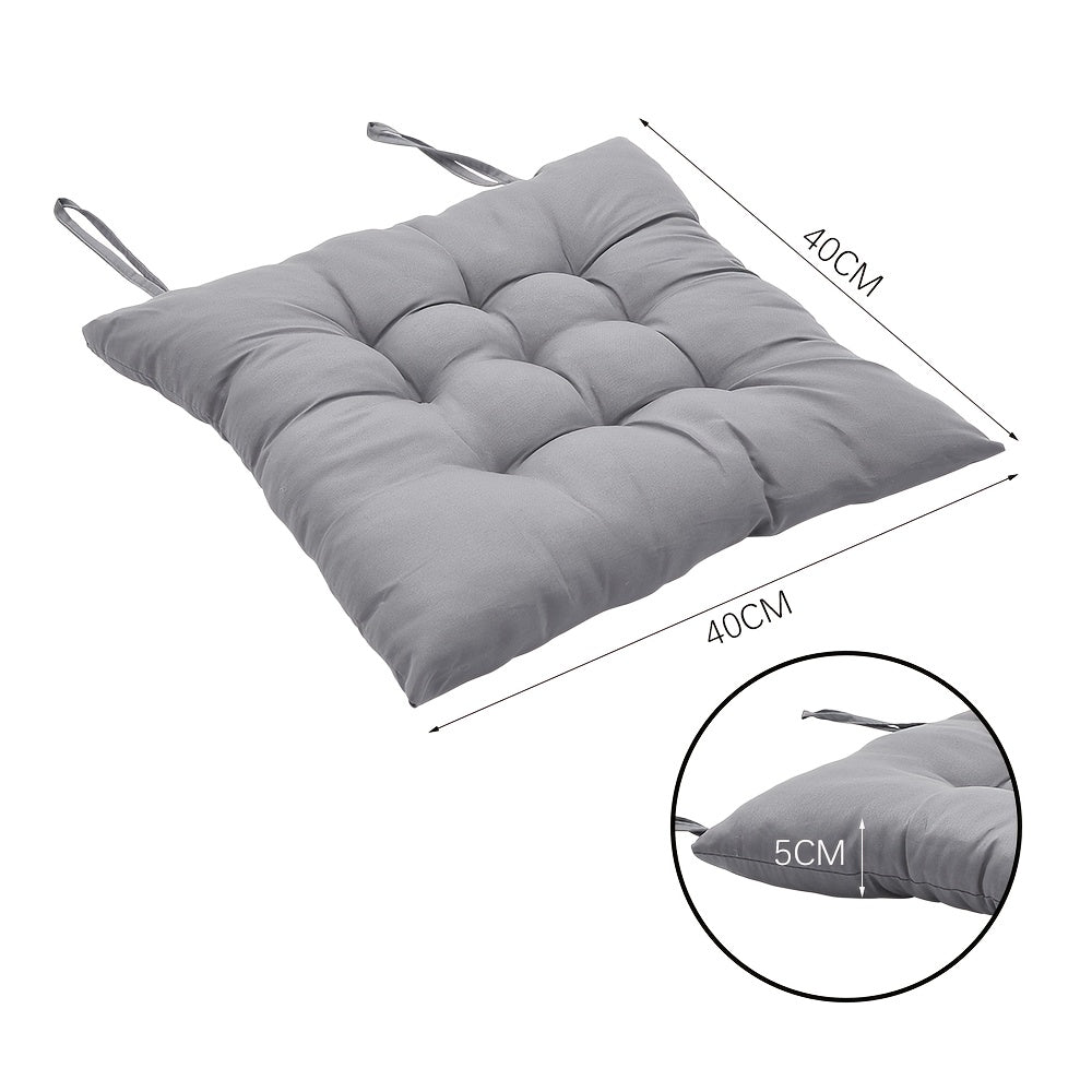 Coussin de chaise gris 40x40 cm, 5 cm, lot de 4 capitonnés