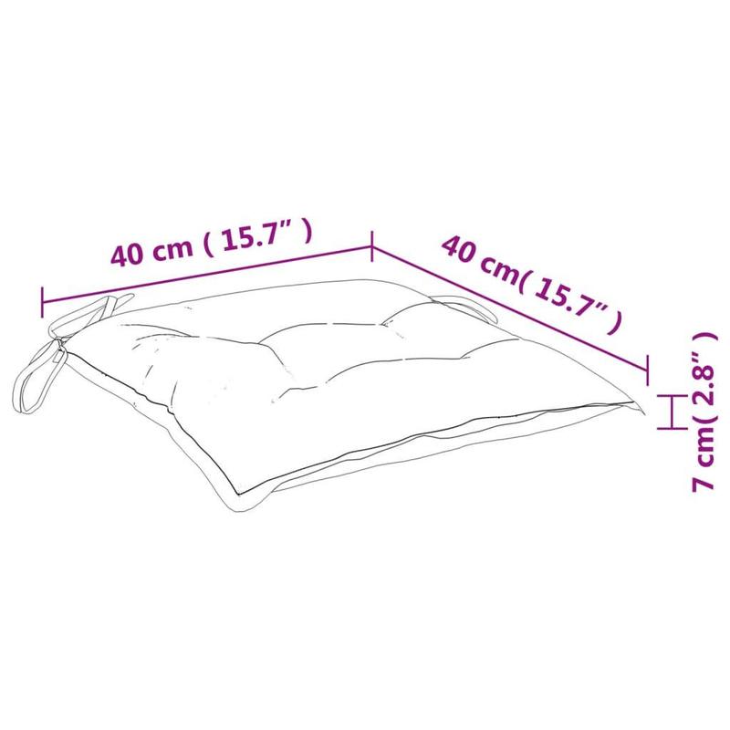Coussin de chaise gris 40x40 cm, 7 cm, lot de 2 en fil flammé