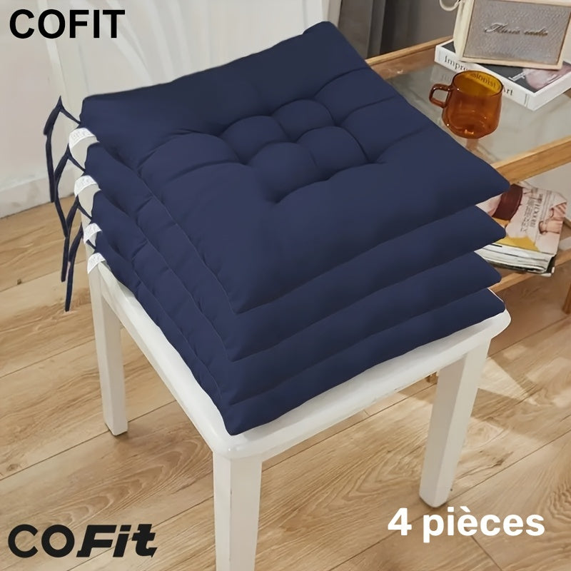 Coussin de chaise gris à rubans plats, lot de 4 en 40 cm
