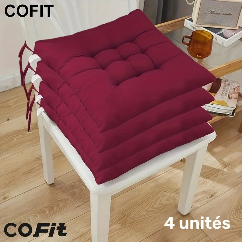 Coussin de chaise gris à rubans plats, lot de 4 en 40 cm