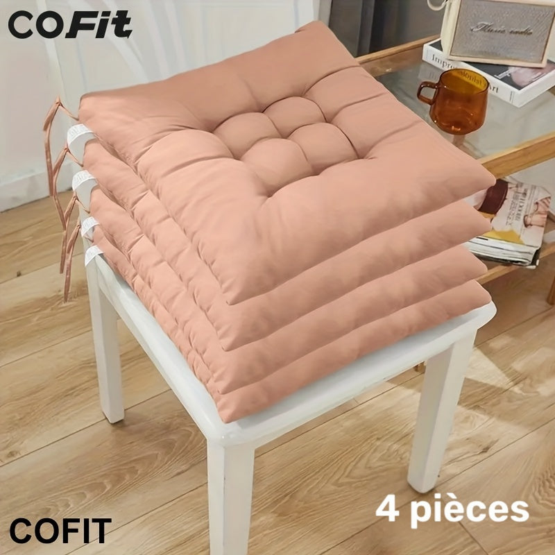 Coussin de chaise gris à rubans plats, lot de 4 en 40 cm