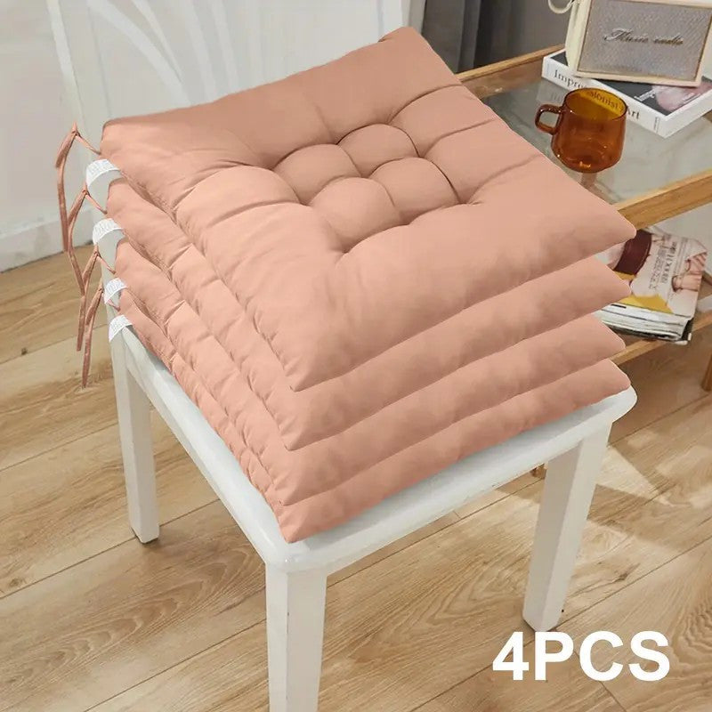Coussin de chaise gris à rubans plats, lot de 4 en 40 cm