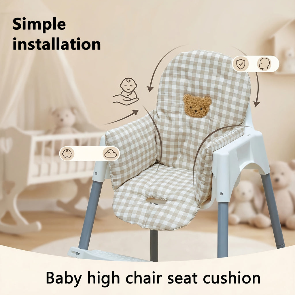 Coussin de chaise haute bébé, assise et dossier, 3 motifs