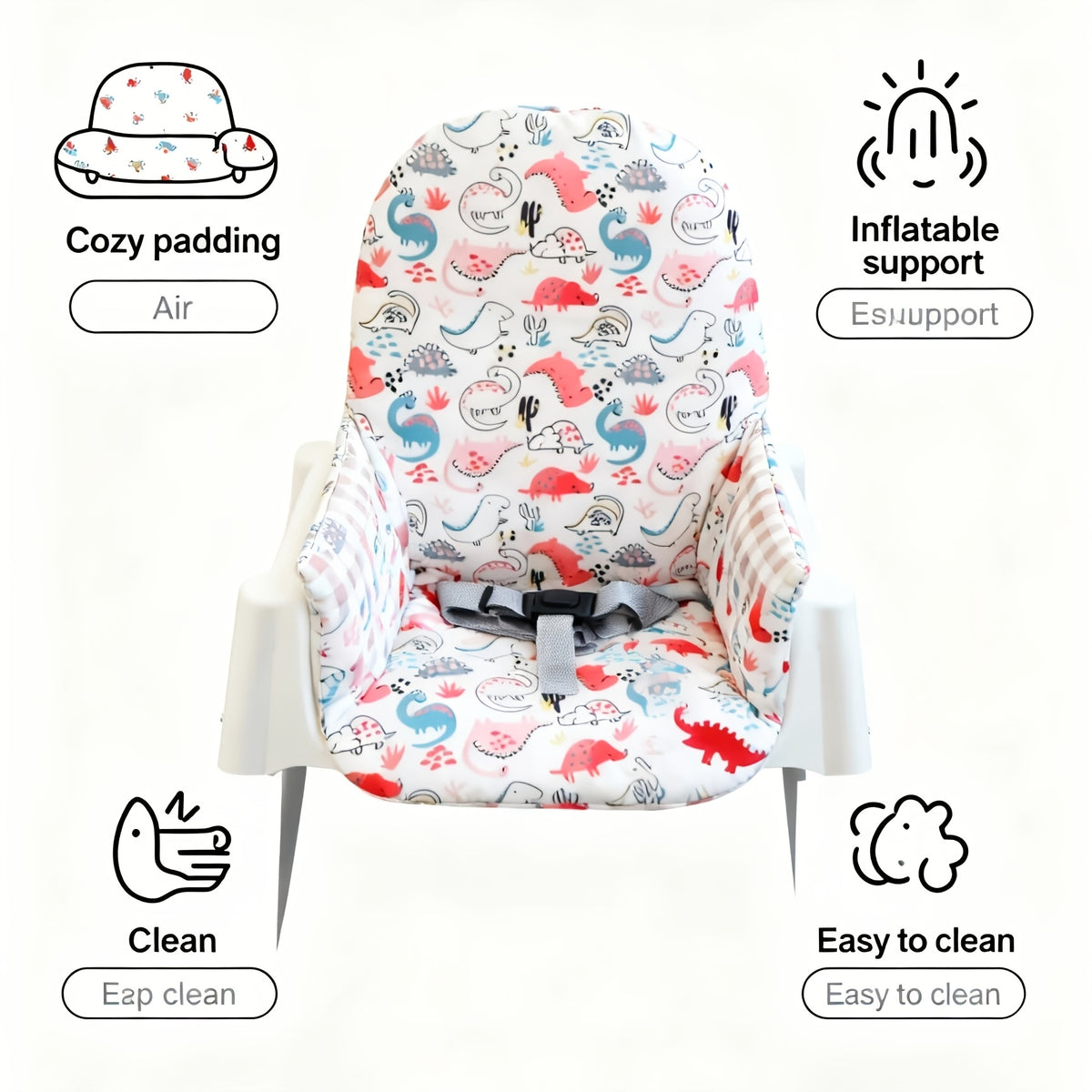 Coussin de chaise haute bébé en lot de 2 décors au choix