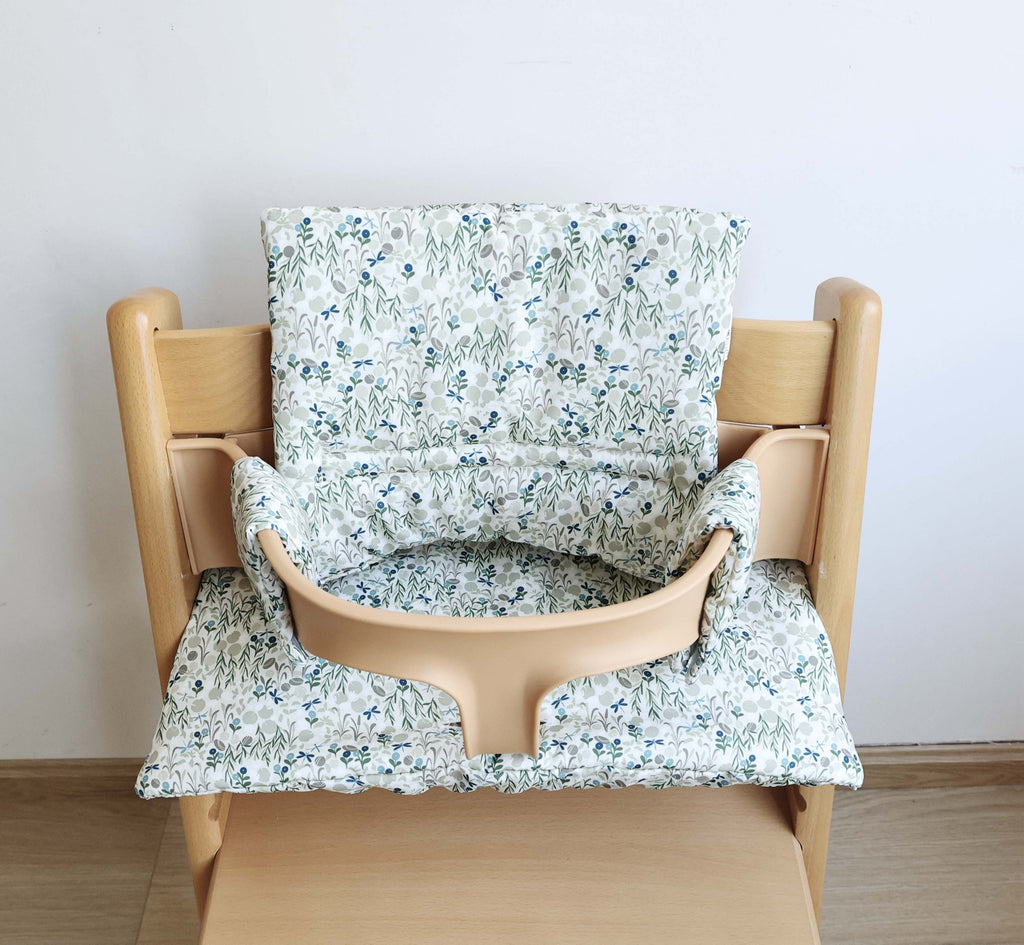 Coussin de chaise haute en bois : 2 pièces, 4 imprimés doux