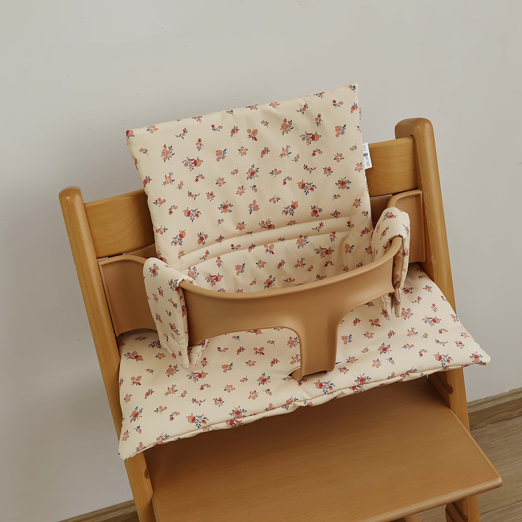 Coussin de chaise haute pied-de-poule terracotta, 2 pièces