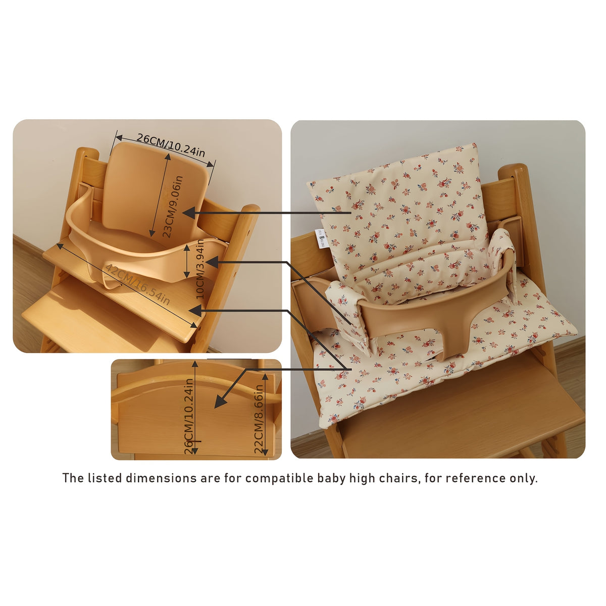 Coussin de chaise haute pied-de-poule terracotta, 2 pièces