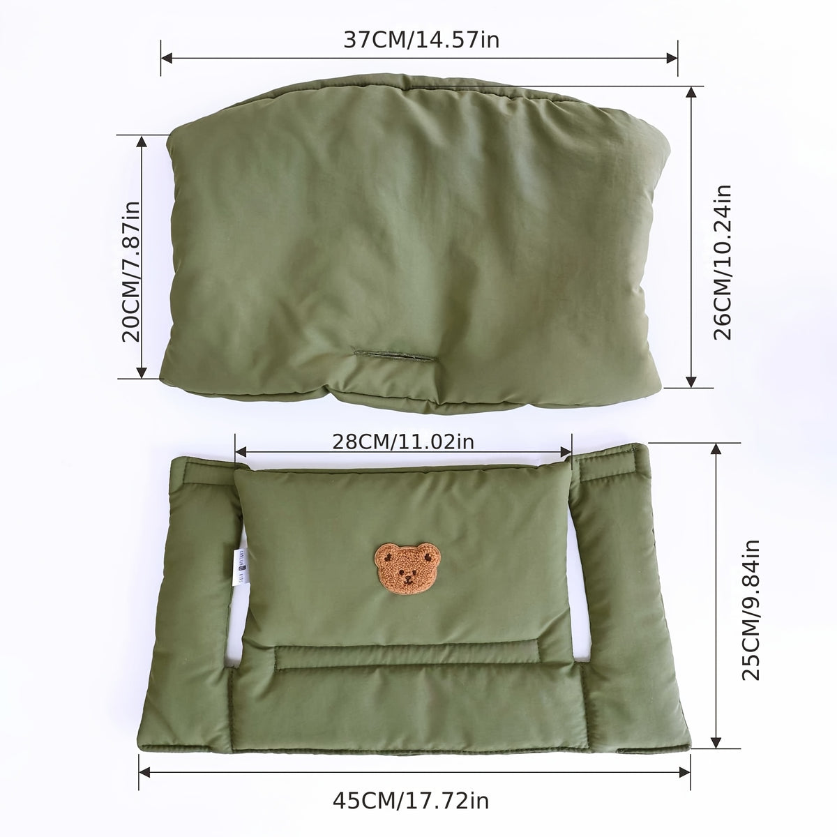 Coussin de chaise haute uni, garde-corps gainé, 4 teintes
