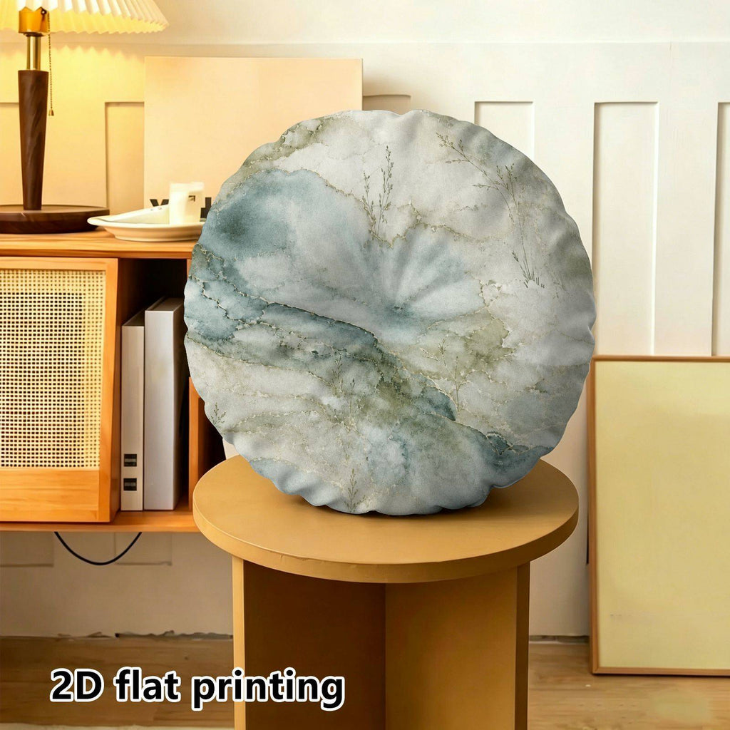 Coussin de chaise rond imprimé marbre vert d'eau, 40 cm