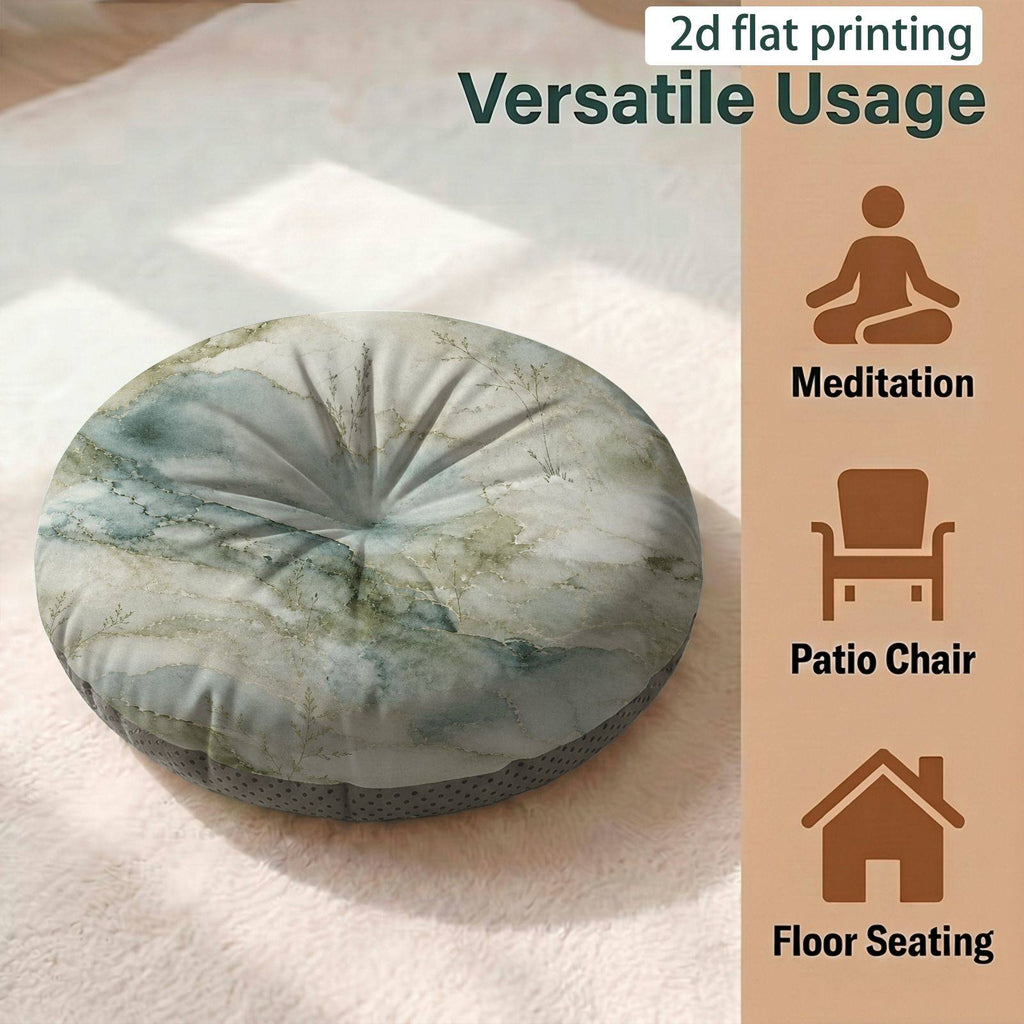 Coussin de chaise rond imprimé marbre vert d'eau, 40 cm