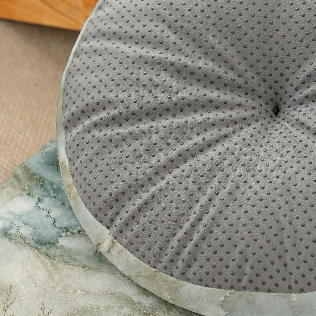 Coussin de chaise rond imprimé marbre vert d'eau, 40 cm