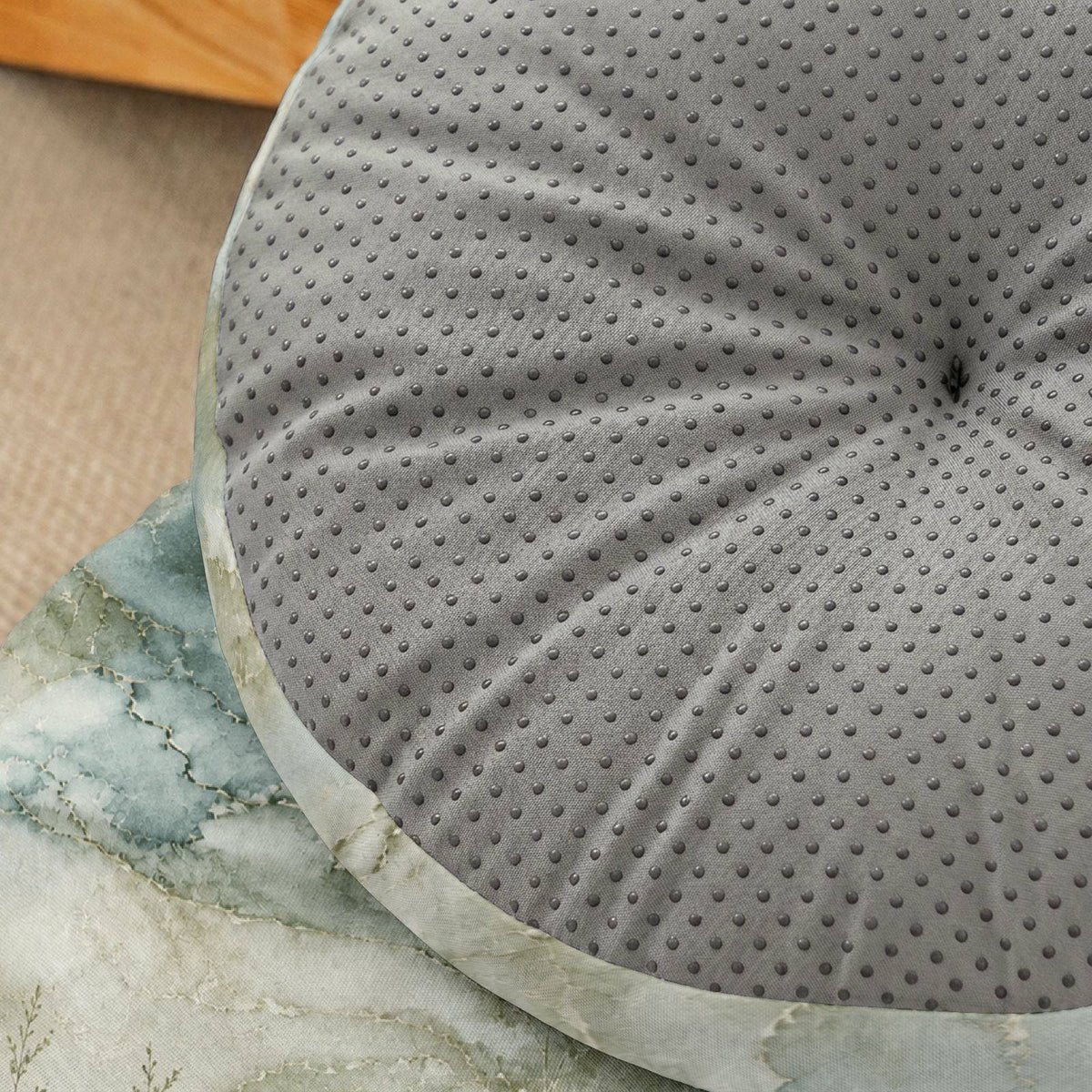 Coussin de chaise rond imprimé marbre vert d'eau, 40 cm