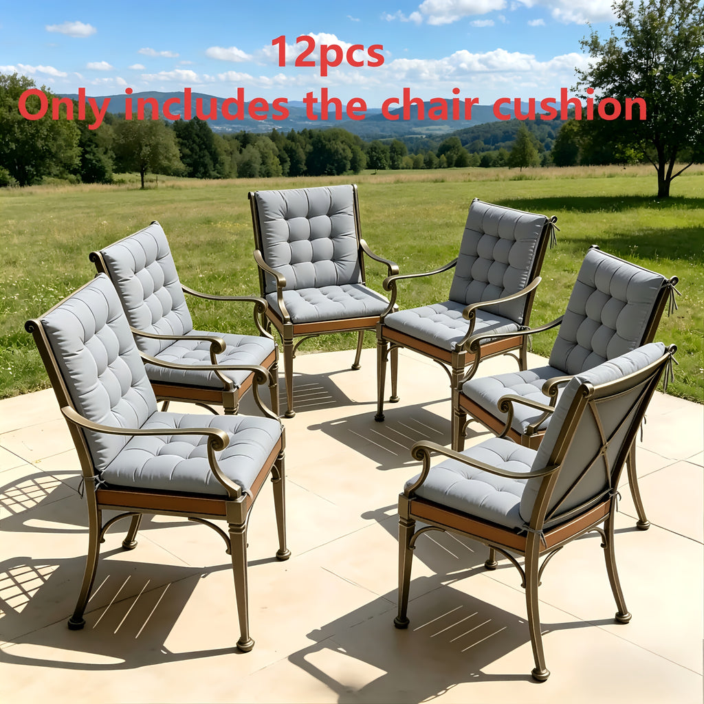 Coussin de chaise de jardin assise et dossier, lot de 12