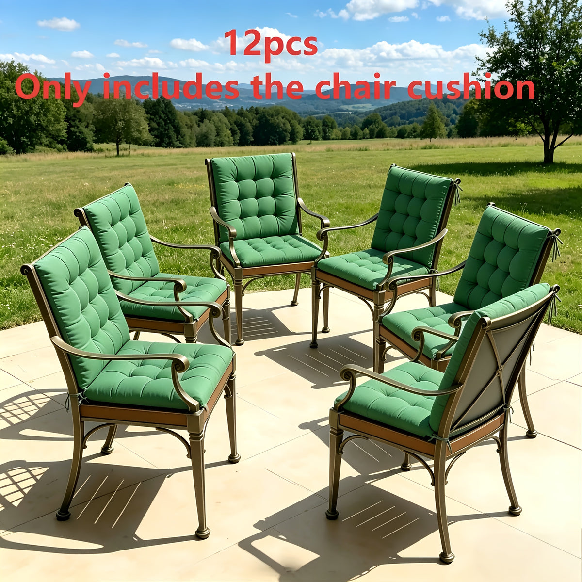 Coussin de chaise de jardin assise et dossier, lot de 12