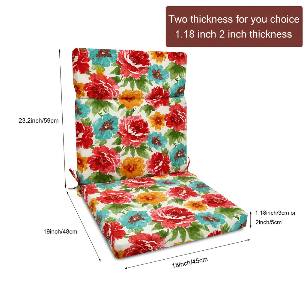 Coussin de chaise de jardin dossier haut 45x105 cm, 9 motifs