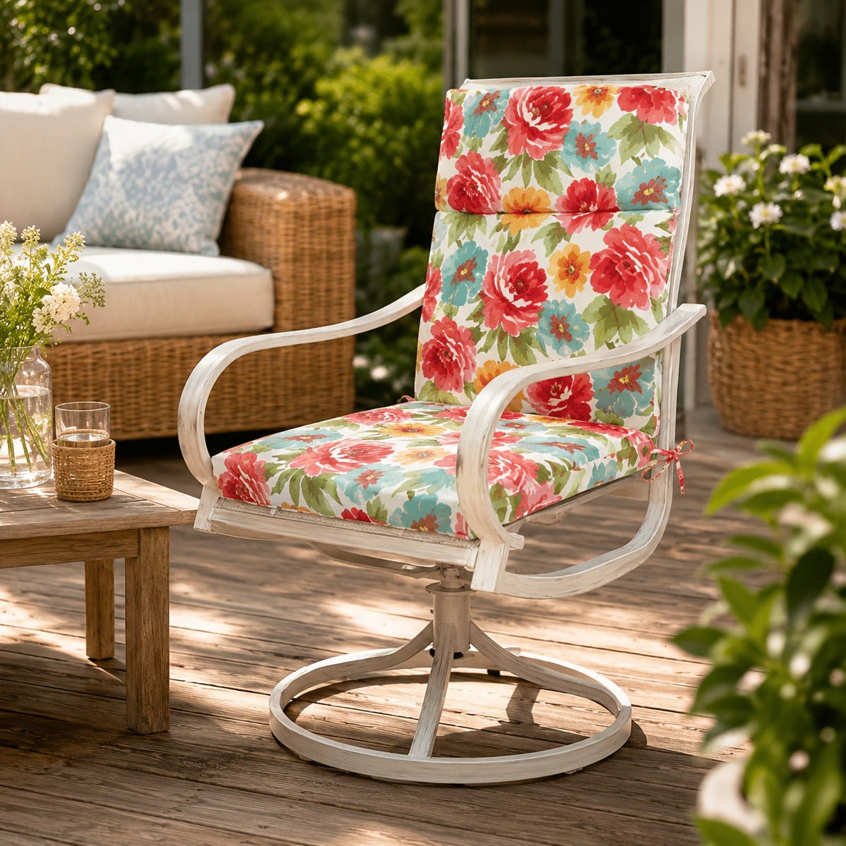 Coussin de chaise de jardin dossier haut 45x105 cm, 9 motifs
