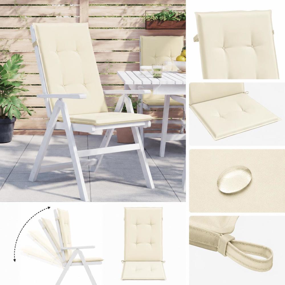 Coussin de chaise de jardin dossier haut, lot de 6, crème