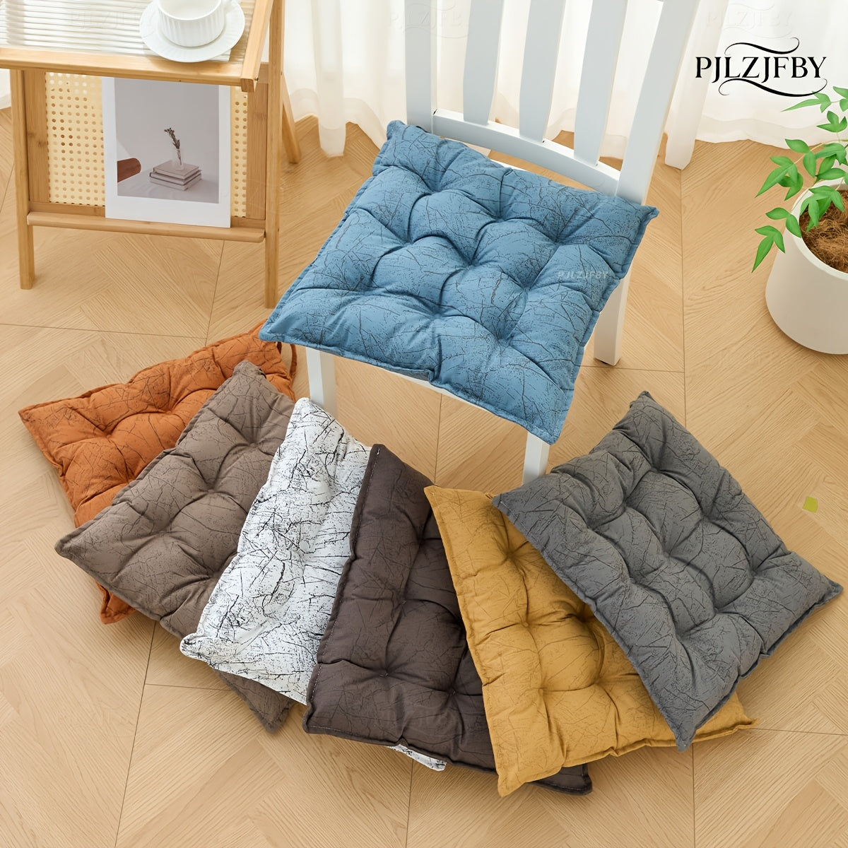 Coussin de chaise à motif marbré 45x45 cm, sept coloris