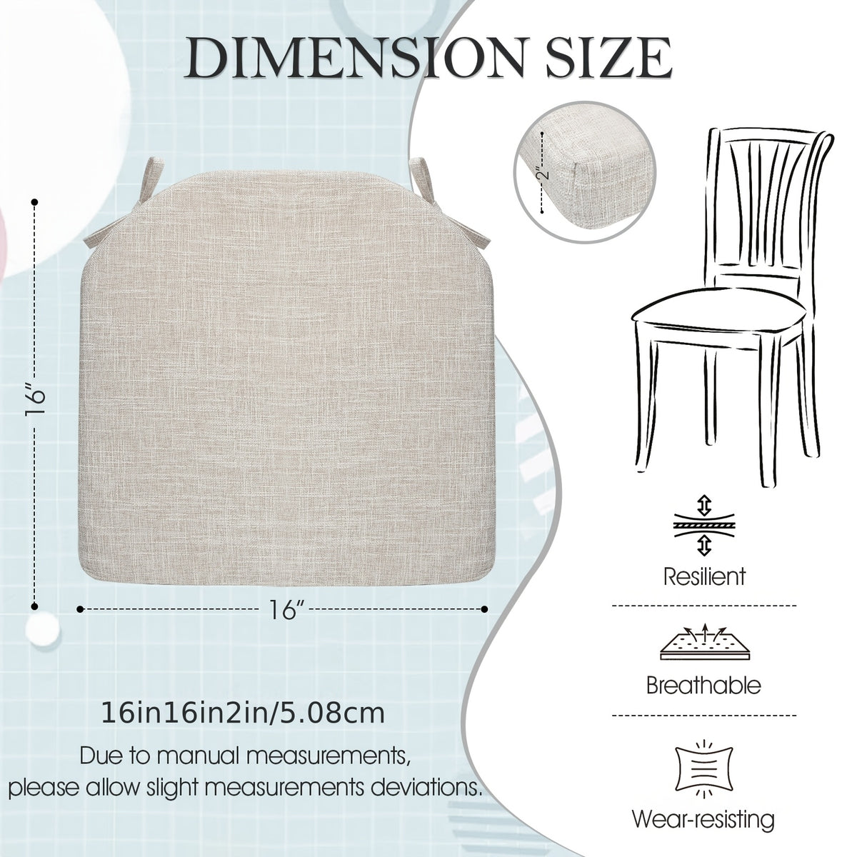 Coussin de chaise galbé mousse à mémoire, lot de 4 pièces
