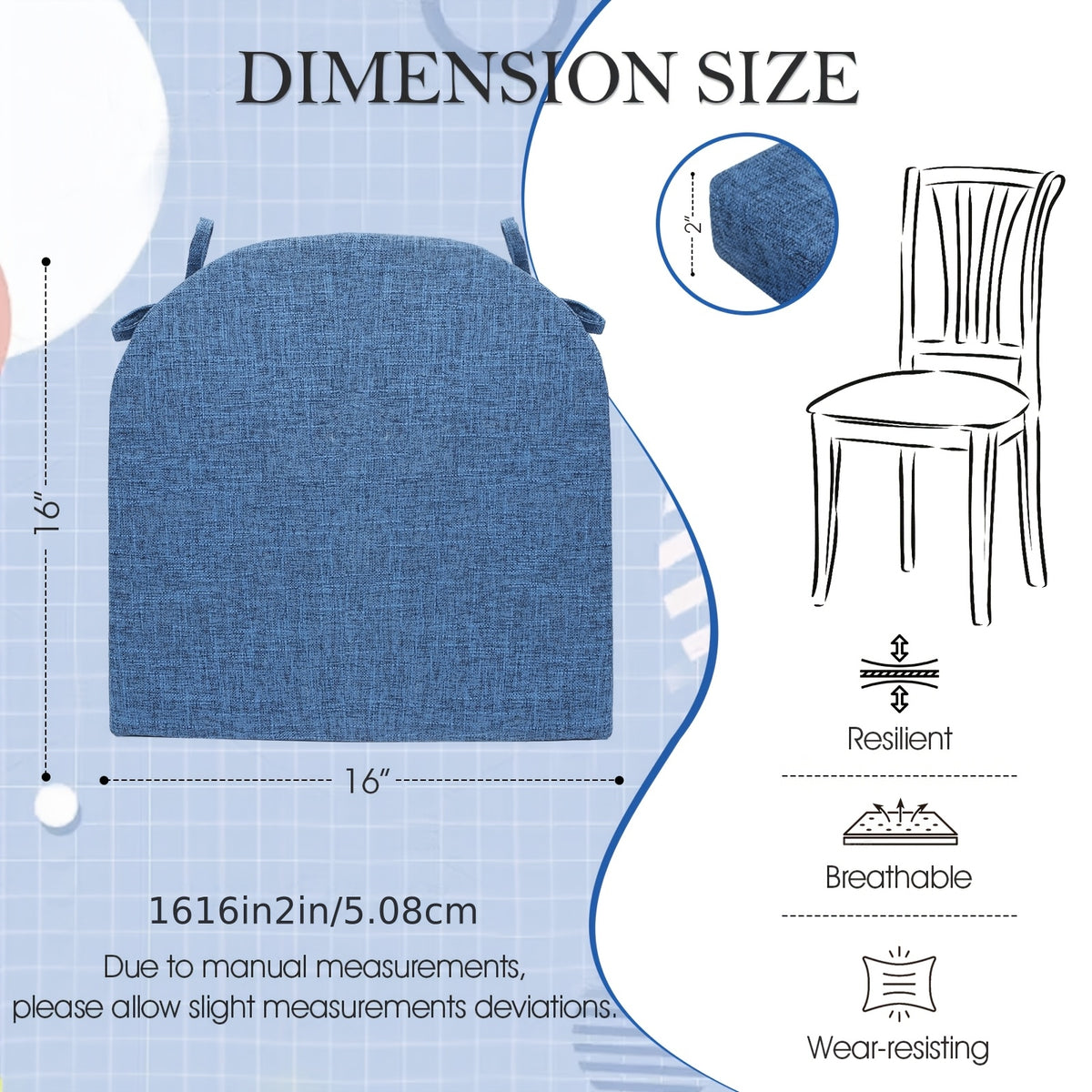 Coussin de chaise galbé mousse à mémoire, lot de 4 pièces