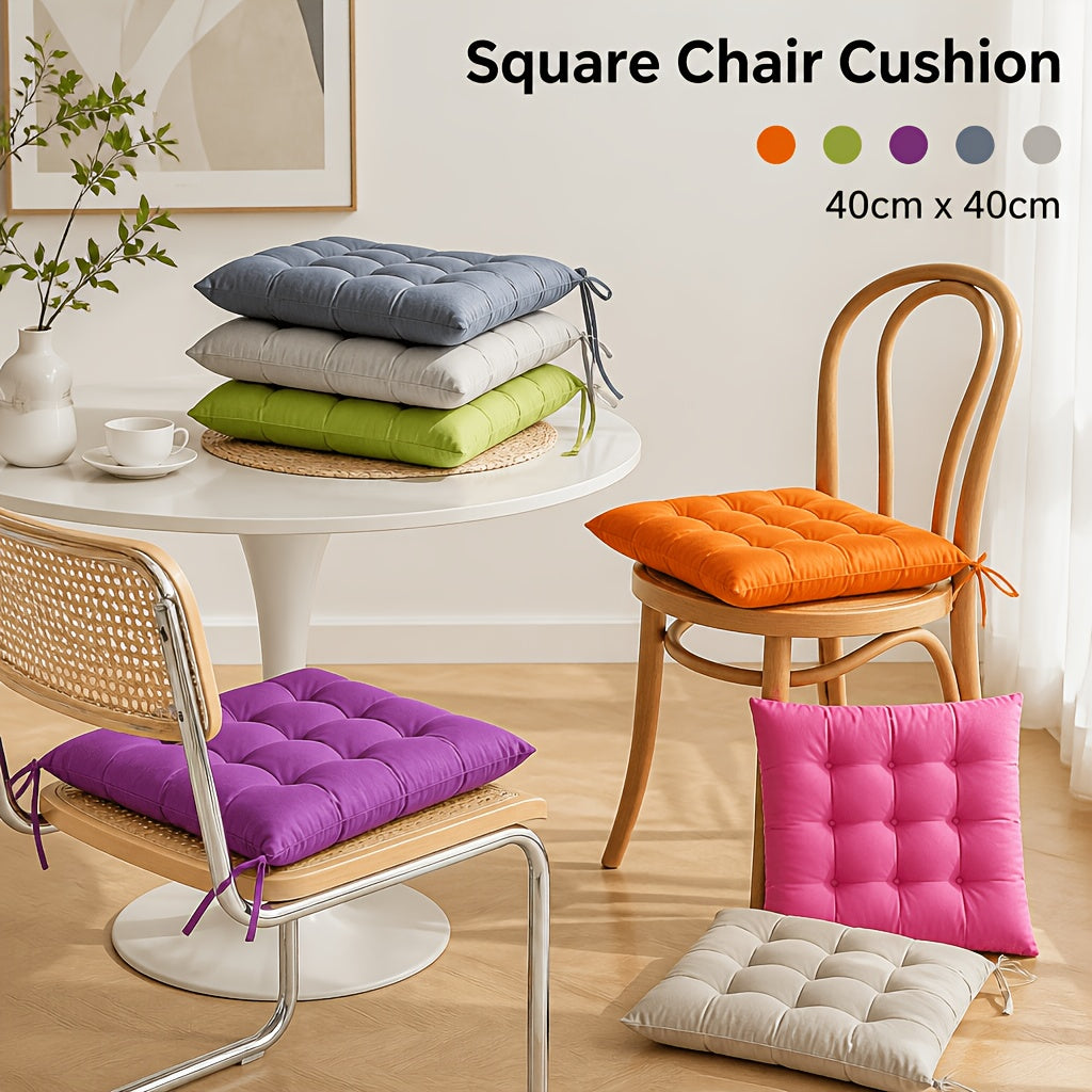 Coussin de chaise noir 40x40 cm, matelassage en grille carrée