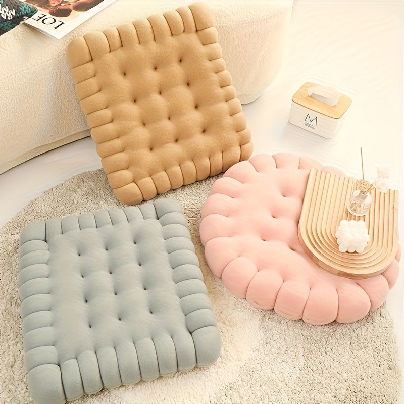 Coussin de chaise et de sol en peluche biscuit, par deux