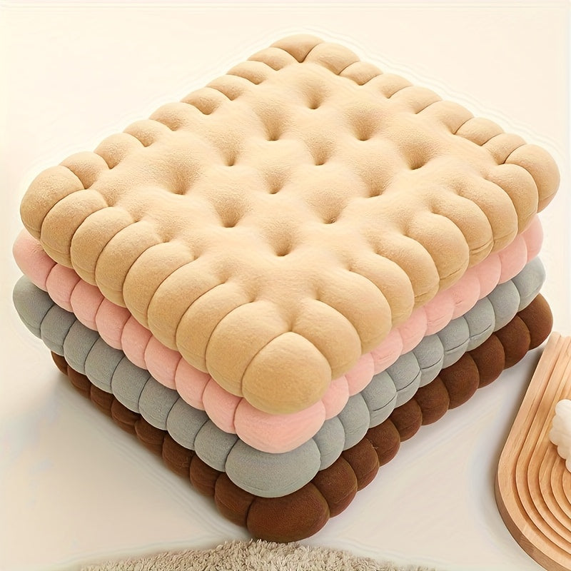 Coussin de chaise et de sol en peluche biscuit, par deux