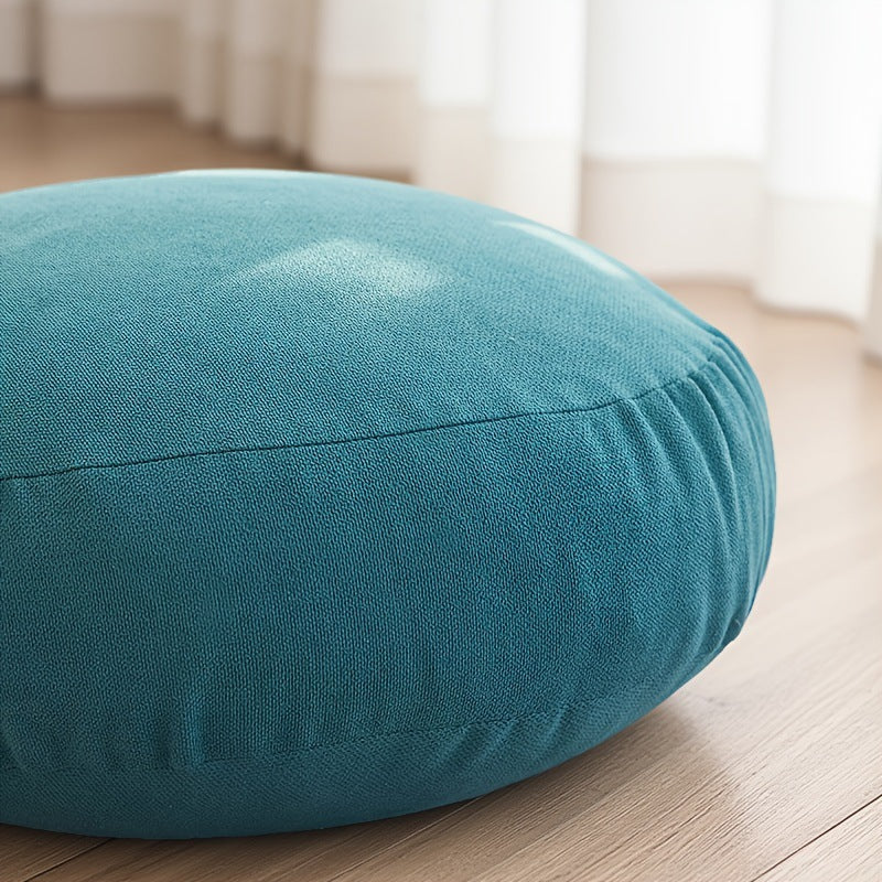 Coussin Pouf en Velours Glacé - Bleu Lac / 40×40×20