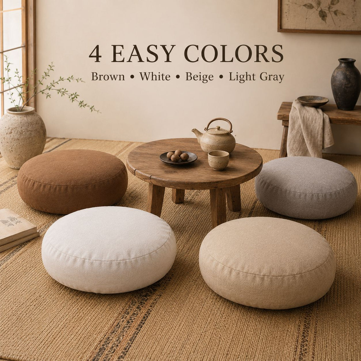 Coussin de chaise rond haut, garni, quatre teintes — vue 6