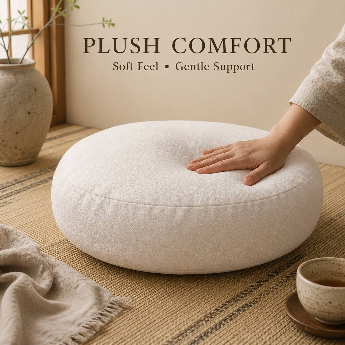 Coussin de chaise rond haut, garni, quatre teintes — vue 9
