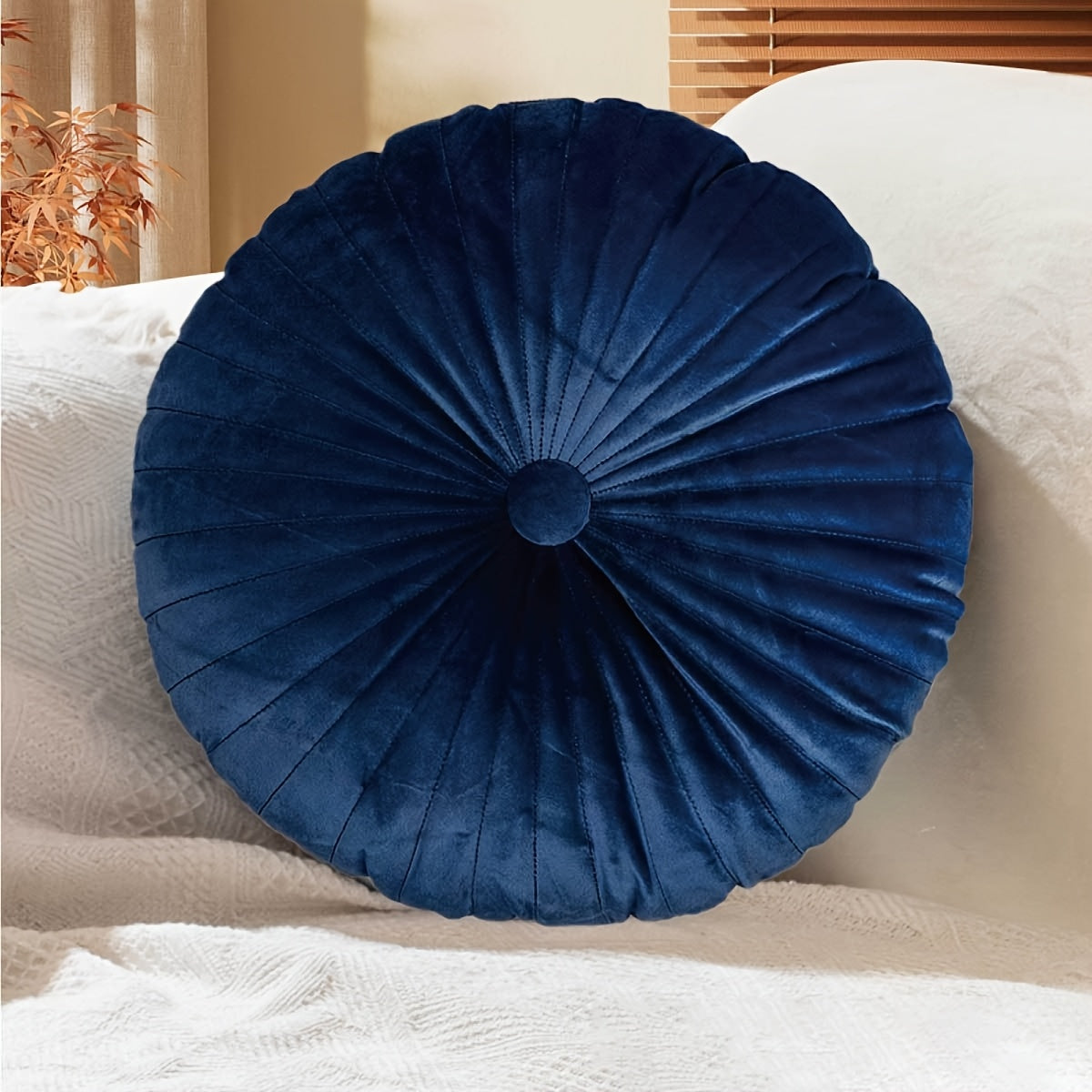 Coussin de chaise rond en velours plissé, 8 — vue 15