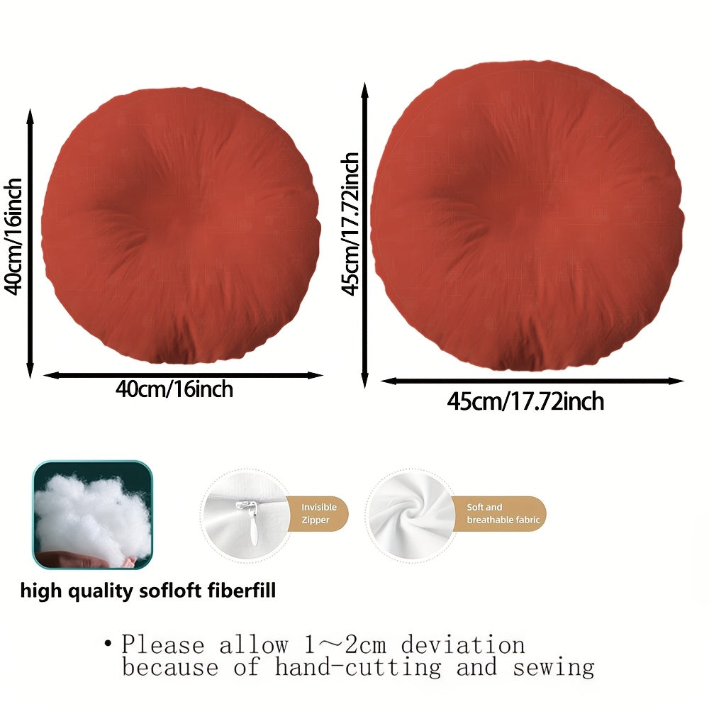 Coussin de chaise rond épais Ø 45 cm terracotta, zip caché