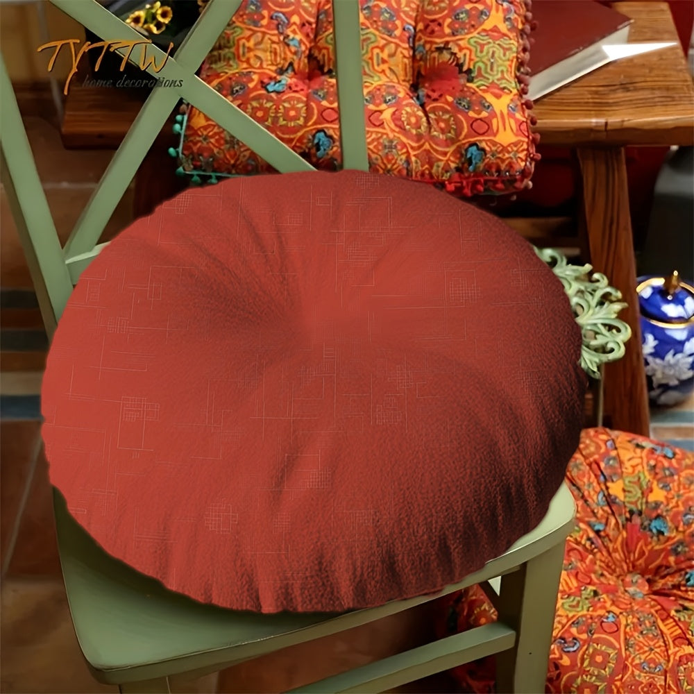 Coussin de chaise rond épais Ø 45 cm terracotta, zip caché