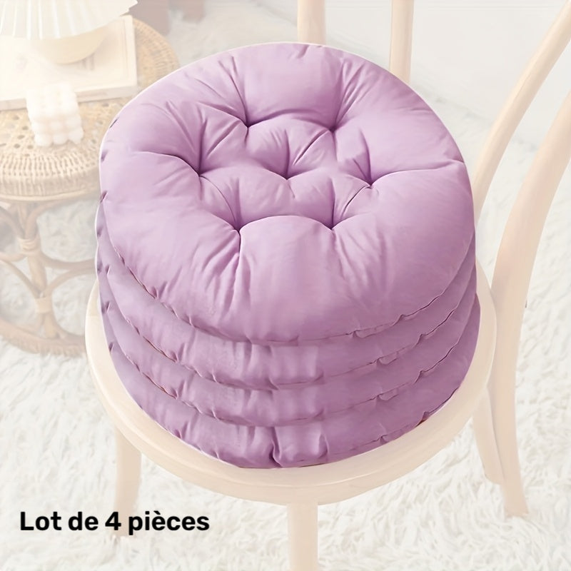 Coussin de chaise rond capitonné Ø 37,5 cm, lot de 4 pièces