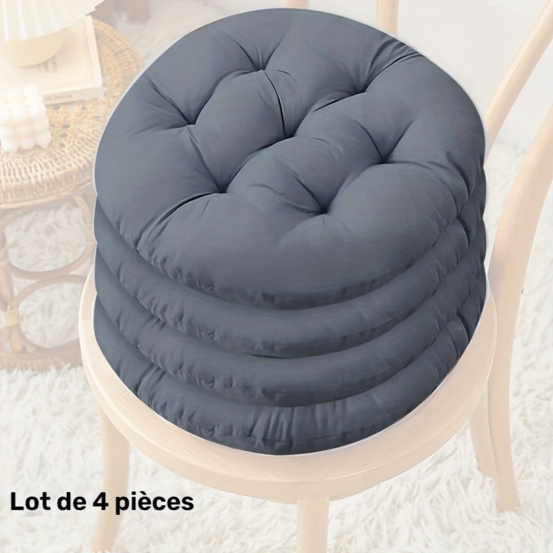 Coussin de chaise rond capitonné Ø 37,5 cm, lot de 4 pièces